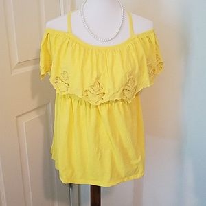 Vibrant yellow cold shoulder blouse TORRID 2X